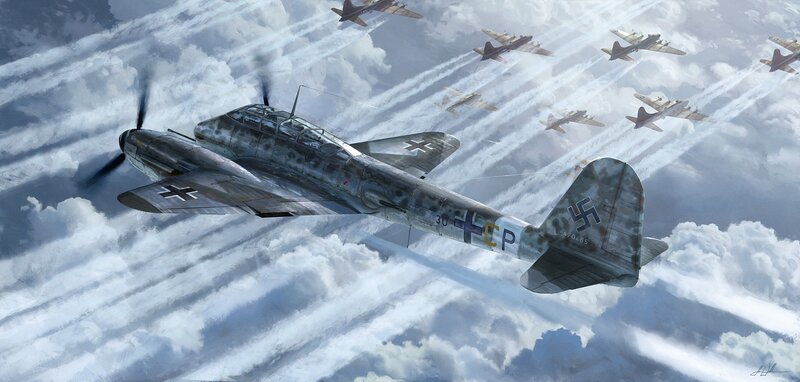 German Bomber Aircraft — Gray, Dramatic, Digital Art
