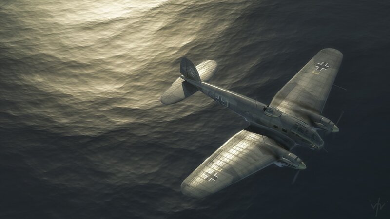 German Bomber Aircraft — Gray, Dramatic, Sunset
