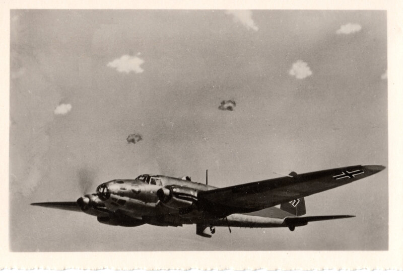 German Bomber in Flight — Black, Dramatic