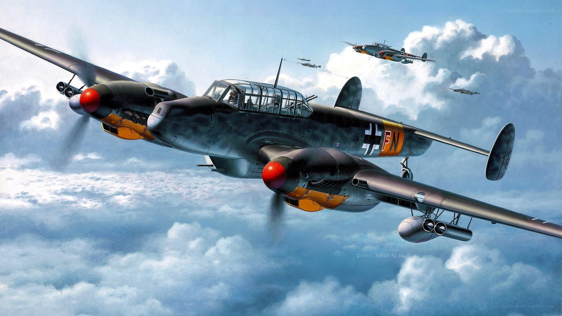 German bombers in flight