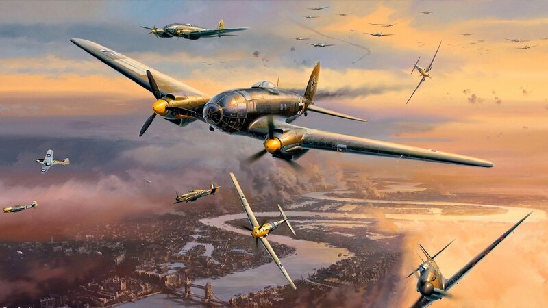 German Bombers in Flight — Orange