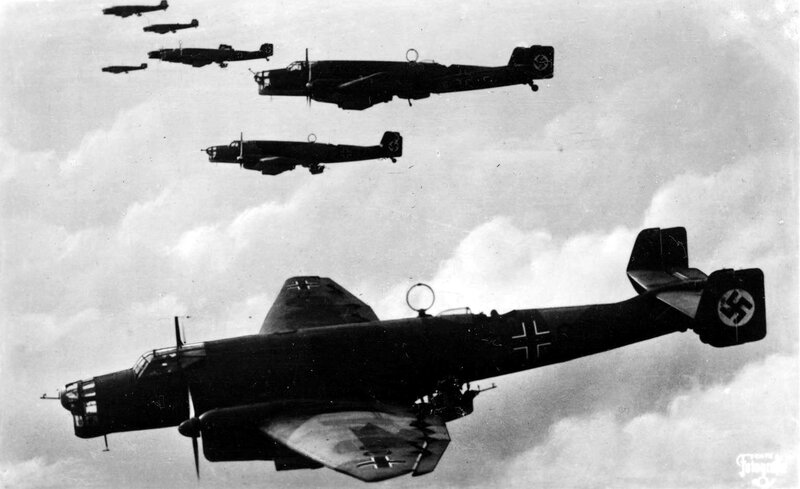 German Bombers in Formation — Black