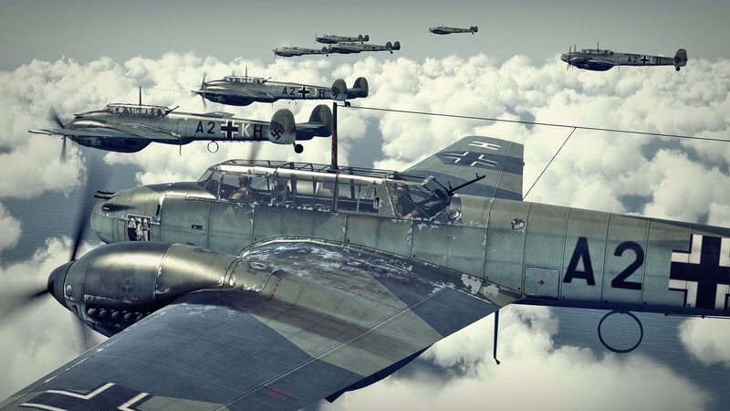 German Bombers in Formation — Gray