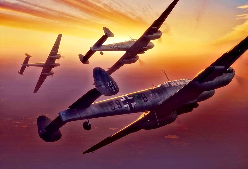German Bombers in Formation — Orange