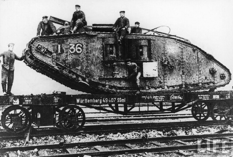 German captured tank on train