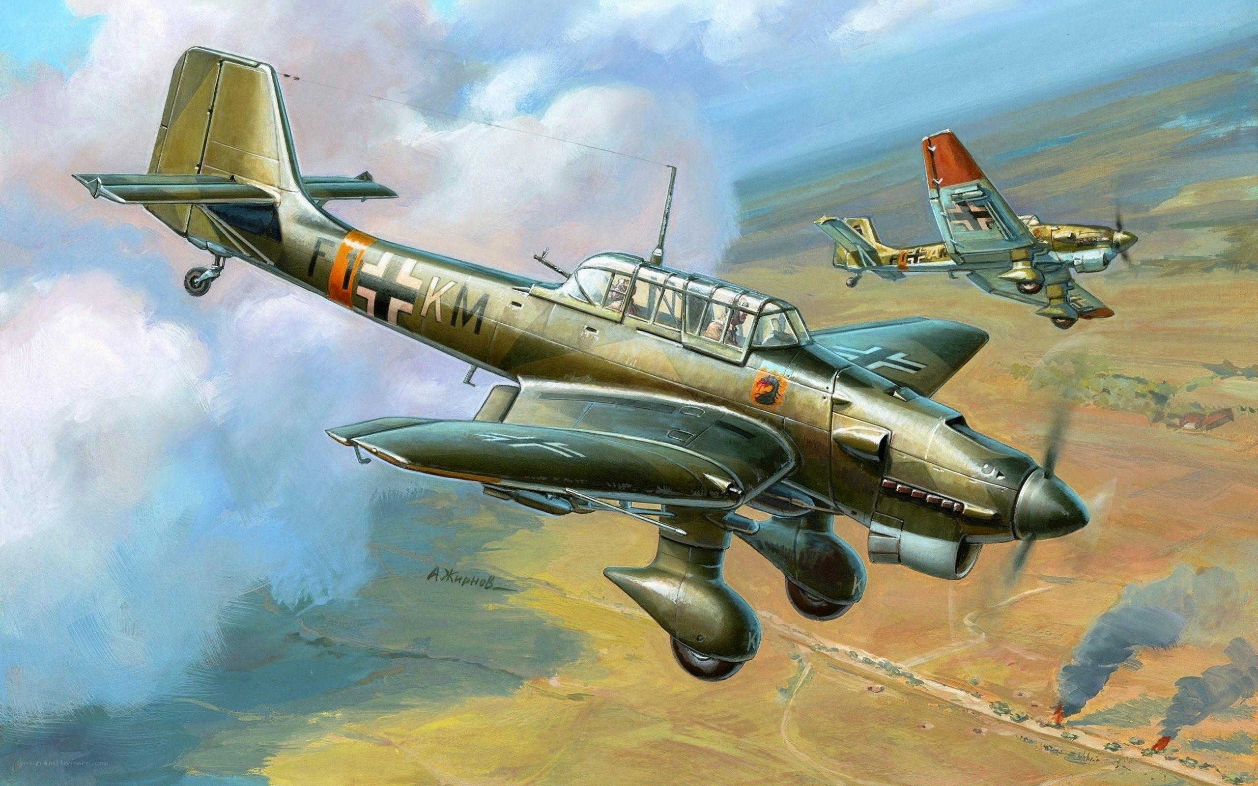 German dive bombers in flight
