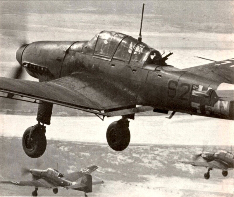 German dive bombers in flight