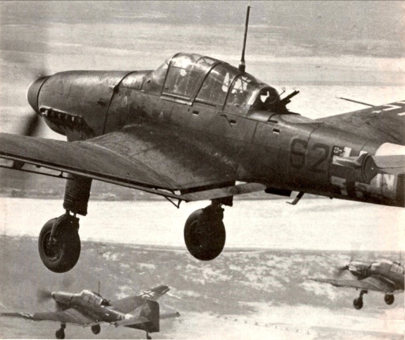 German dive bombers in flight