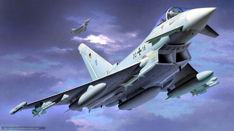 German Eurofighter Jet — Blue, Dramatic, Afternoon