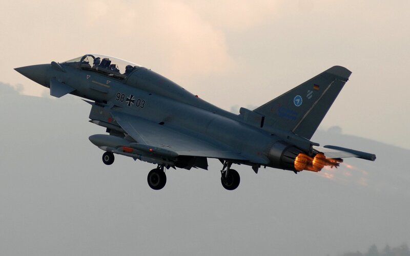 German Eurofighter jet in flight