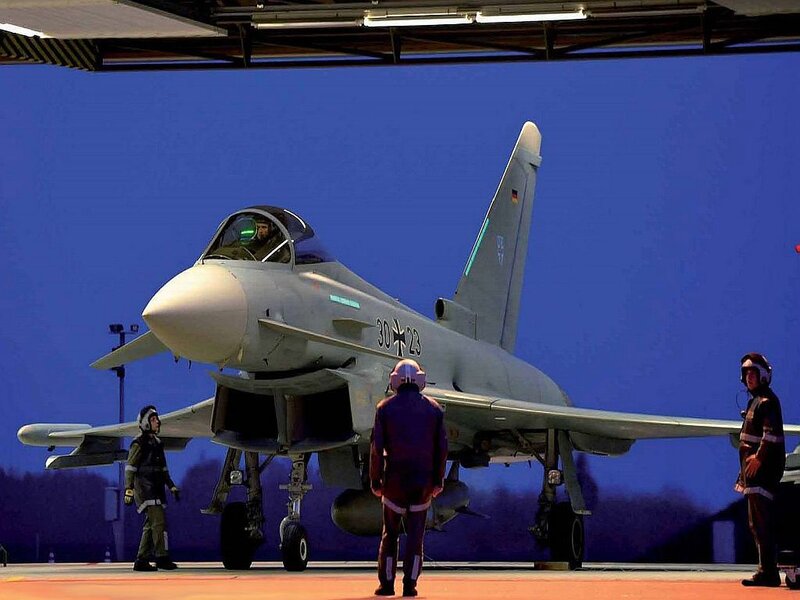 German Eurofighter jet on tarmac