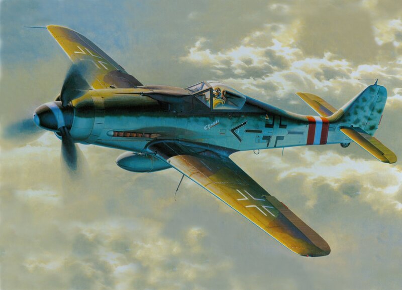 German Fighter Plane — Blue, Dramatic, Afternoon, Illustration
