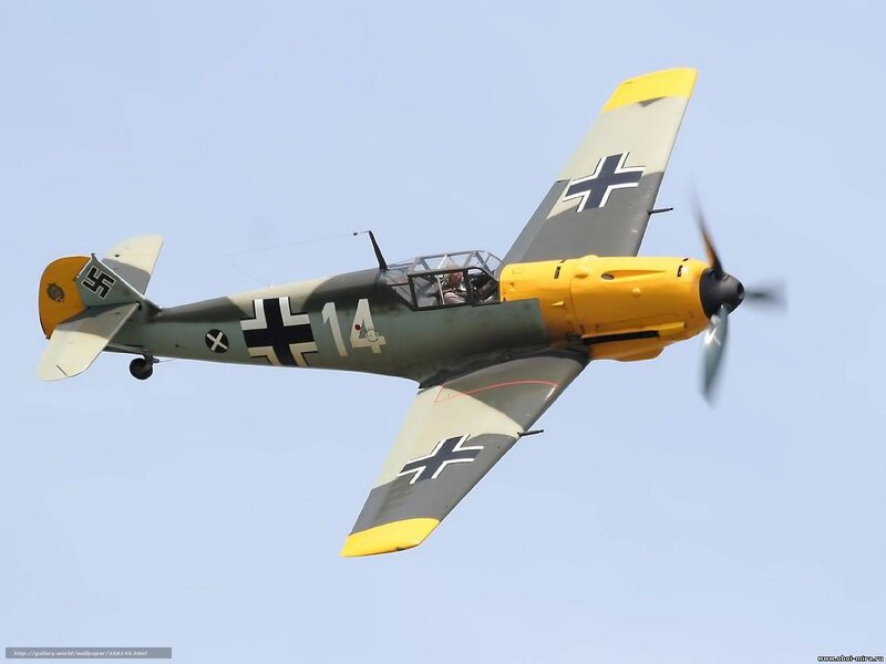 German Fighter Plane — Gray, Clear, Afternoon, Photograph, Propeller, Pilot, Sky