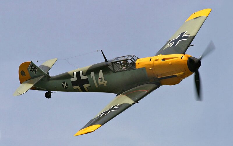 German Fighter Plane — Gray, Clear, Afternoon, Photograph, Propeller, Pilot