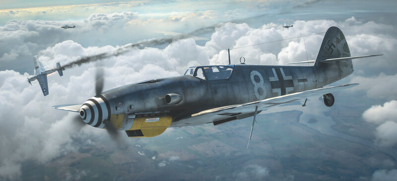 German Fighter Plane — Gray, Dramatic, Afternoon, Digital Art