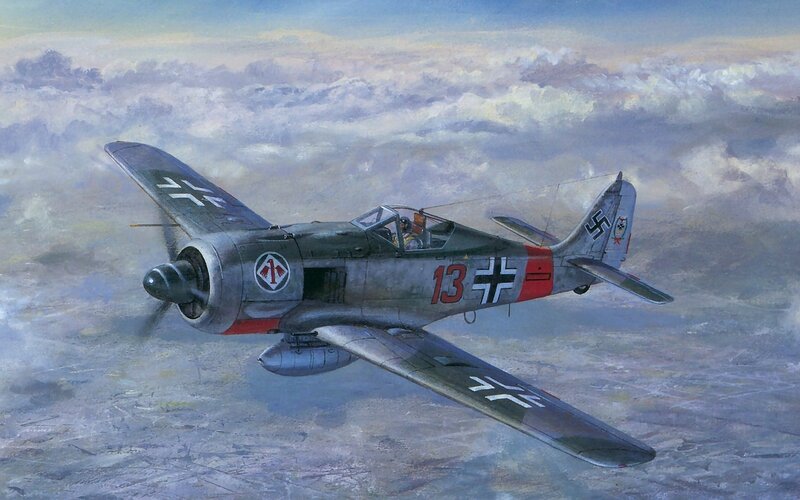German Fighter Plane — Gray, Dramatic, Afternoon, Painting