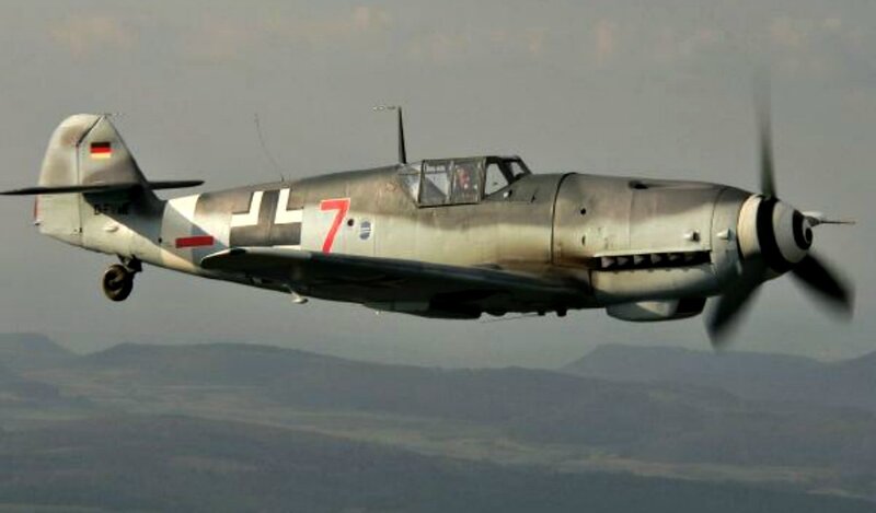 German Fighter Plane — Gray, Dramatic, Photograph, Propeller