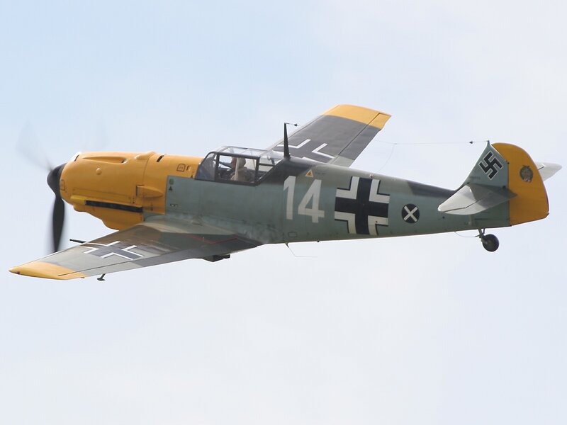 German Fighter Plane — Gray, Neutral, Afternoon, Photograph, Propeller