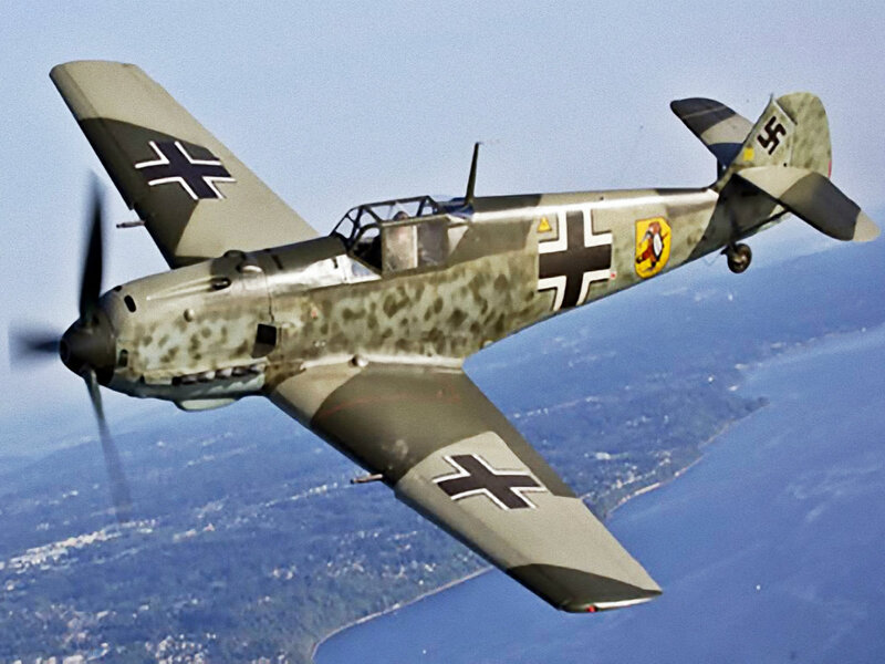 German Fighter Plane — Green, Aerial, Afternoon