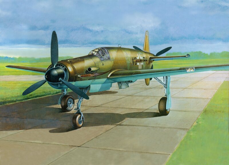 German Fighter Plane — Green, Calm, Afternoon, Illustration