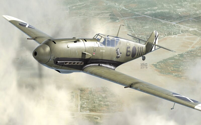 German Fighter Plane — Green, Dramatic, Afternoon, Digital Art