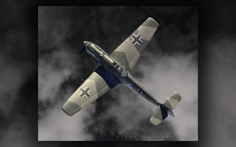 German fighter plane in clouds