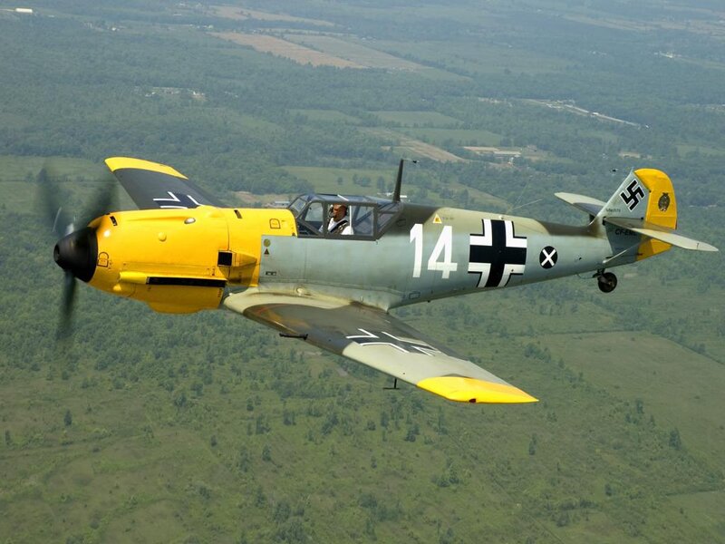 German Fighter Plane — Yellow, Aerial