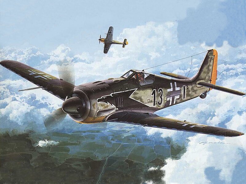 German Fighter Planes — Blue, Dramatic, Afternoon, Illustration, Aircraft, Clouds, Sky