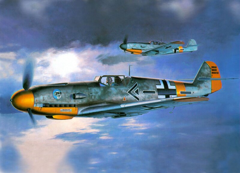 German Fighter Planes — Blue, Dramatic, Afternoon, Illustration, Aircraft