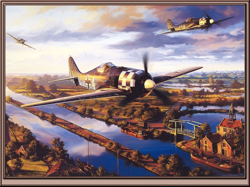 German Fighter Planes — Blue, Dramatic, Afternoon, Painting