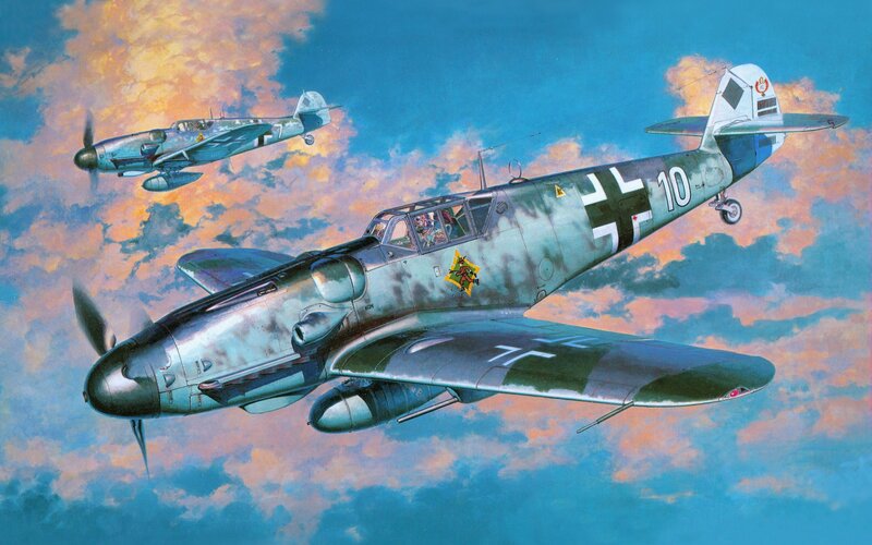 German Fighter Planes — Blue, Dramatic, Sunset
