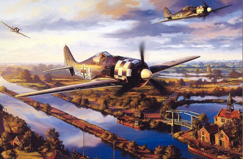 German Fighter Planes — Blue, Dramatic