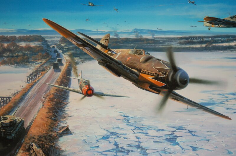 German Fighter Planes — Blue, Dramatic, Winter, Illustration