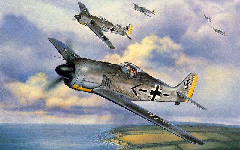 German Fighter Planes — Gray, Dramatic, Afternoon, Illustration