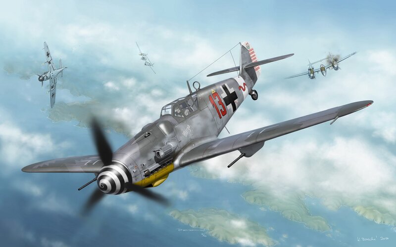 German Fighter Planes — Gray, Dramatic, Afternoon