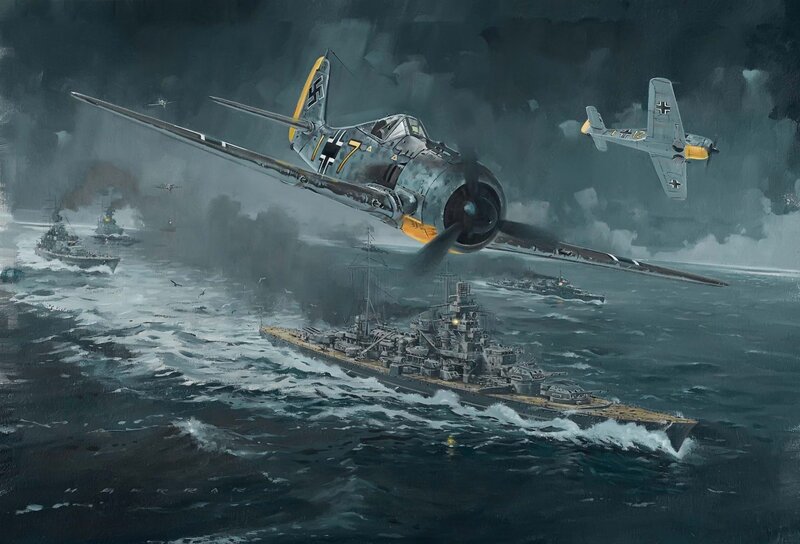 German Fighter Planes — Gray, Dramatic, Night, Painting