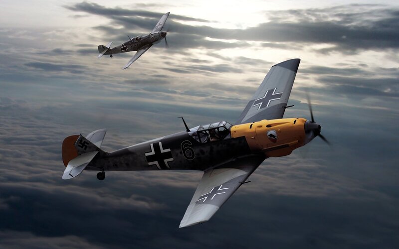 German Fighter Planes — Gray, Dramatic, Sunset, Photograph