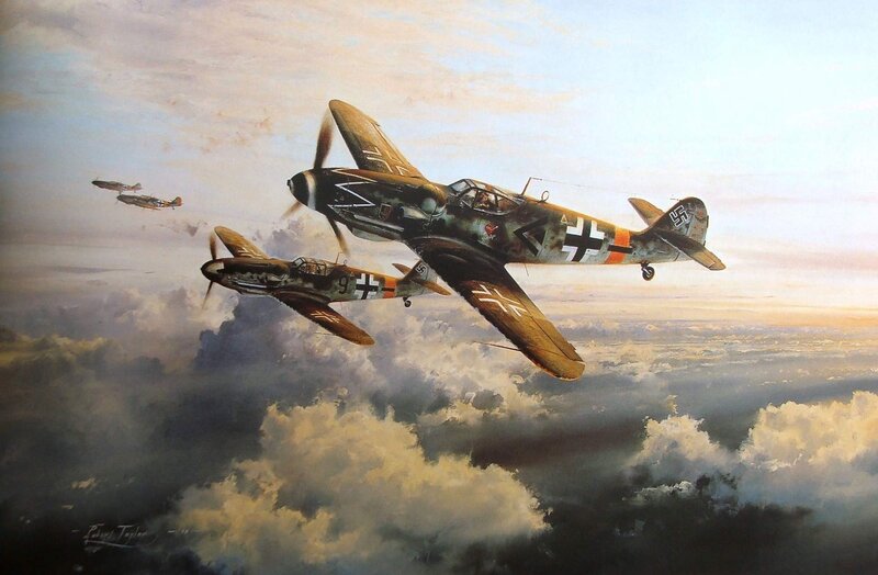 German Fighter Planes — Gray, Dramatic, Sunset