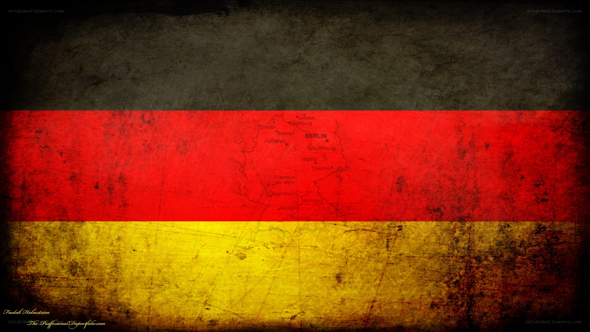 German flag with map overlay