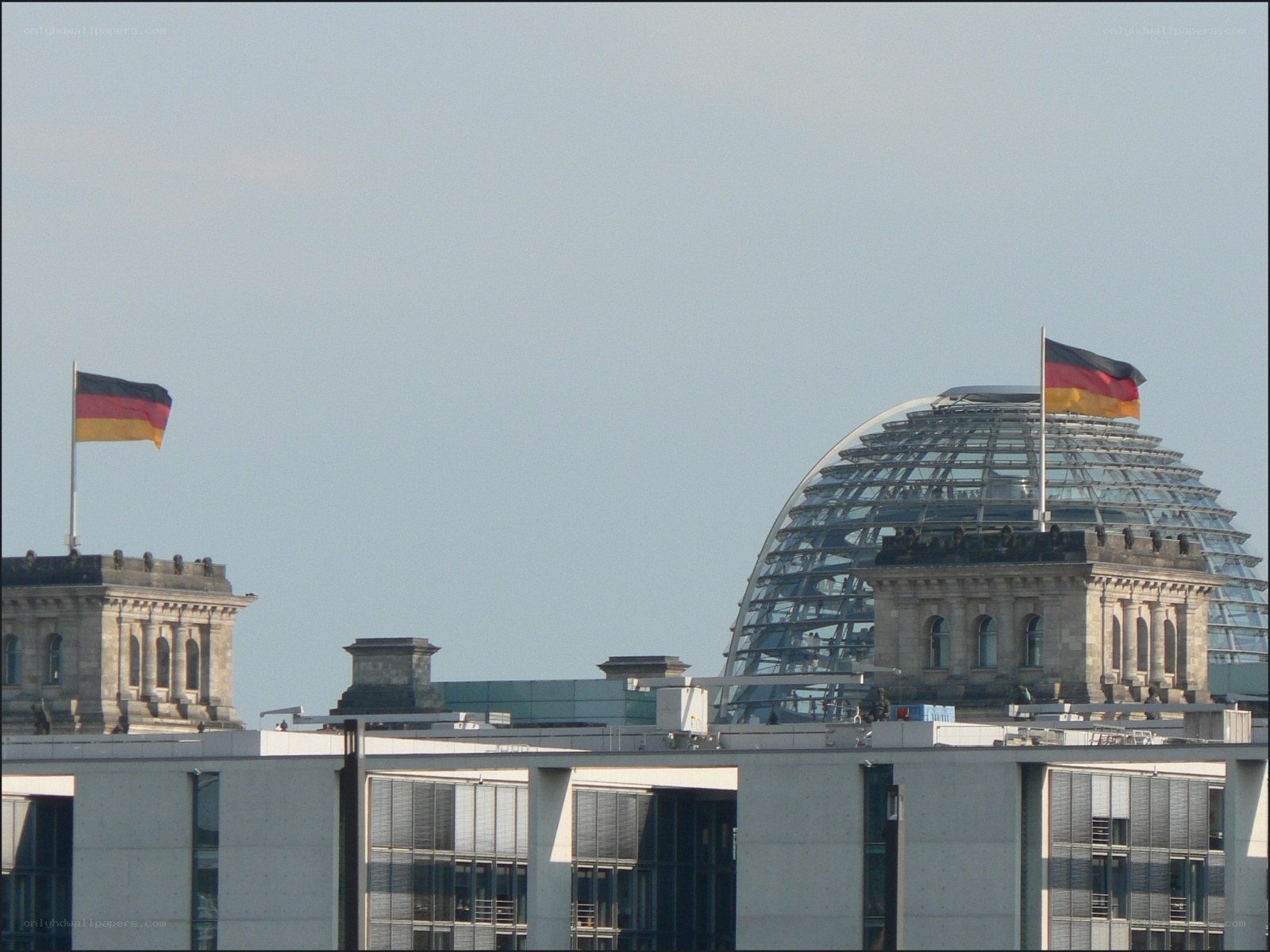 German flags on Reichstag dome