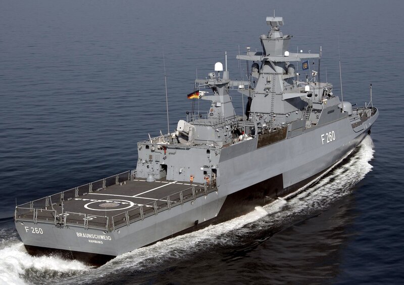 German Frigate at Sea — Gray, Calm, Afternoon, Photograph