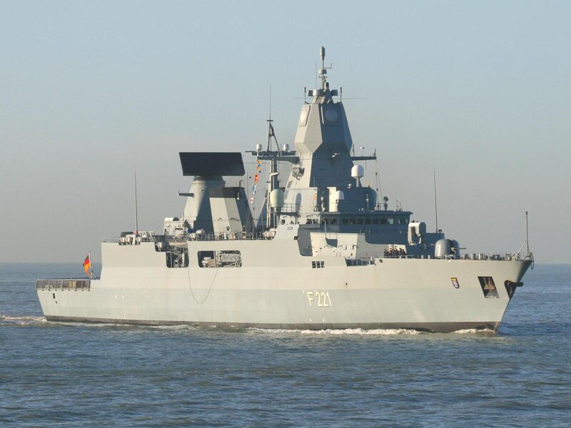 German Frigate at Sea — Gray