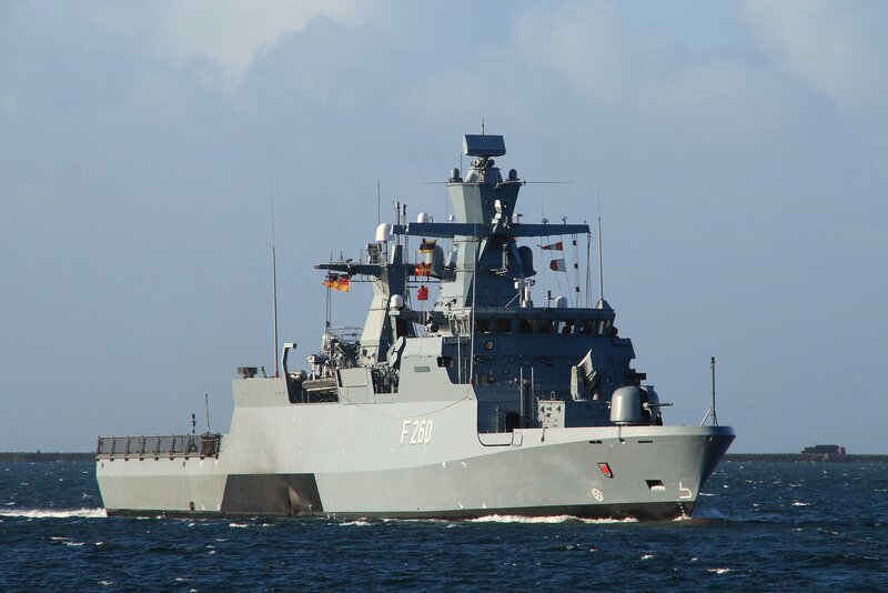 German Frigate F260 — Gray, Calm, Afternoon