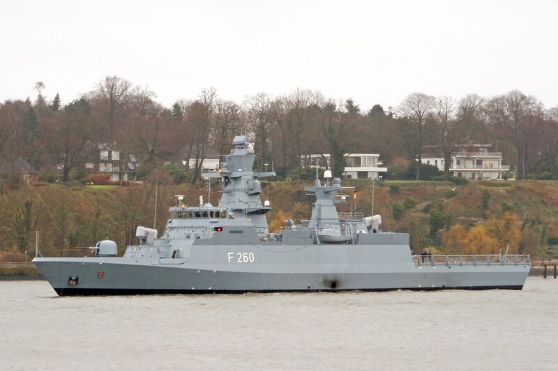 German frigate F260 on river