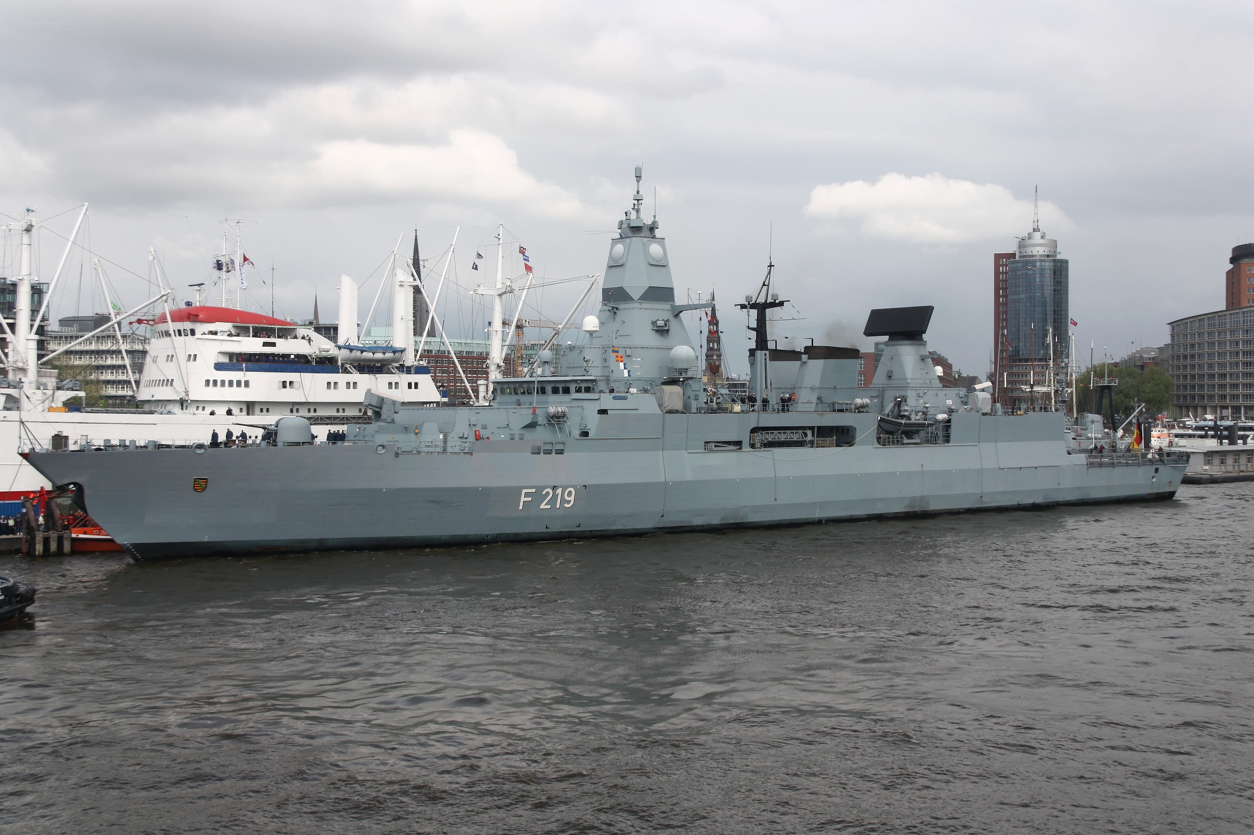 German frigate in harbor