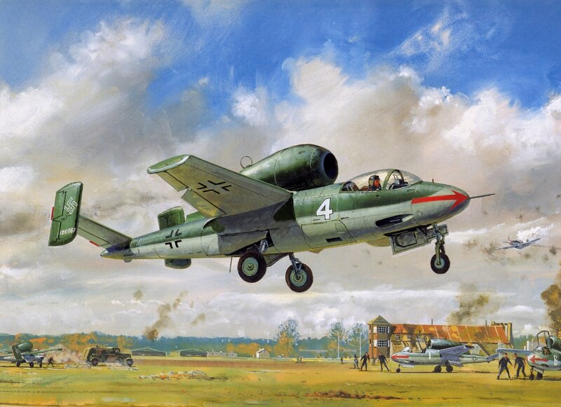 German Jet Aircraft — Green, Dramatic, Afternoon, Illustration