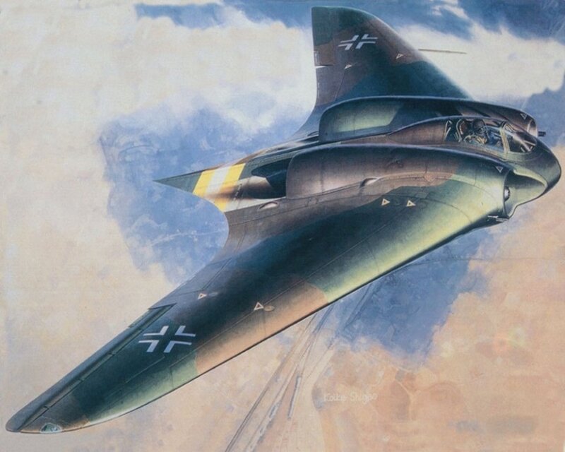 German Jet Aircraft — Green, Dramatic, Afternoon
