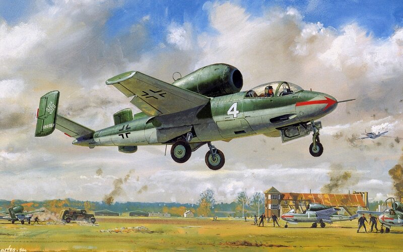 German Jet Aircraft — Green, Dramatic