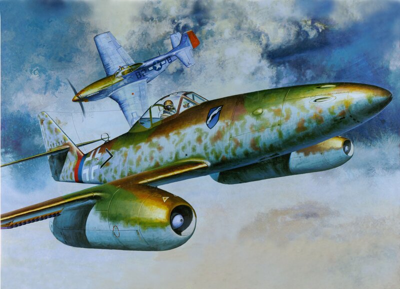 German Jet Fighter — Green, Dramatic, Painting