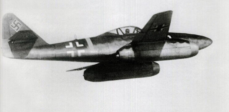German jet fighter in flight